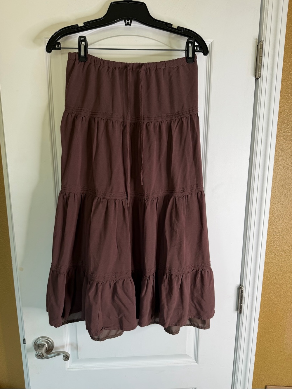 Brown Tiered Maxi Skirt W/Drawstring. Size XS - Picture 1 of 6
